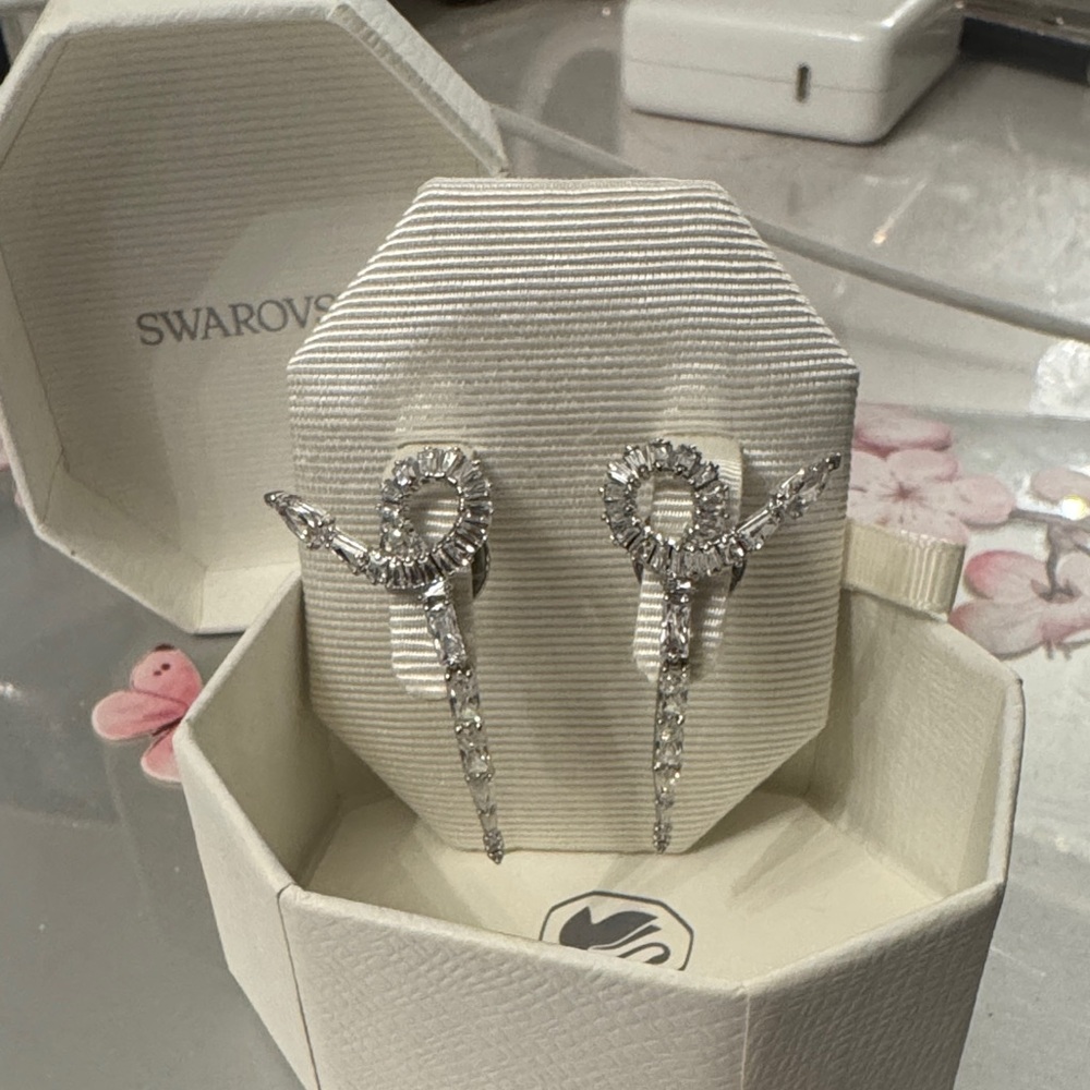 Swarovski Silver Crystal Loop Earrings - Picture 4 of 6